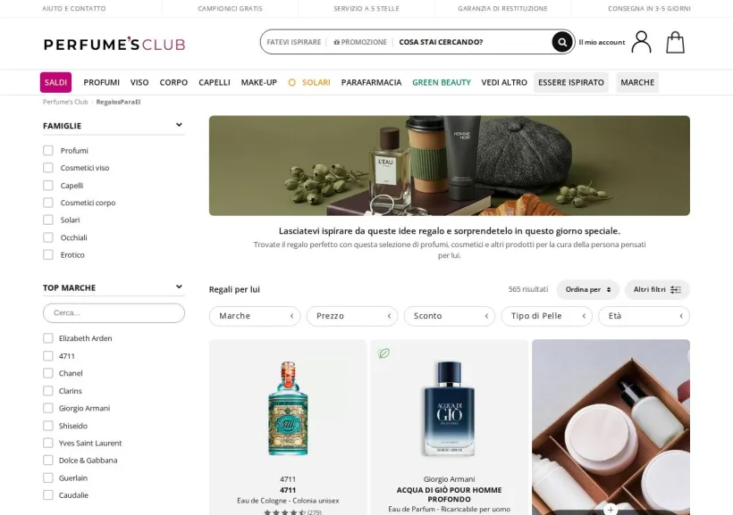 Schermata della pagina offerta di Perfume´s Club