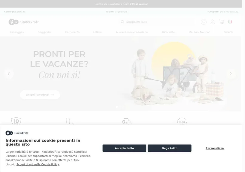 Schermata della pagina offerta di KinderKraft