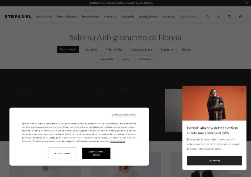 Schermata della pagina offerta di Stefanel