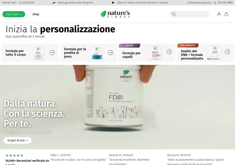 Schermata della pagina offerta di Nature's Finest