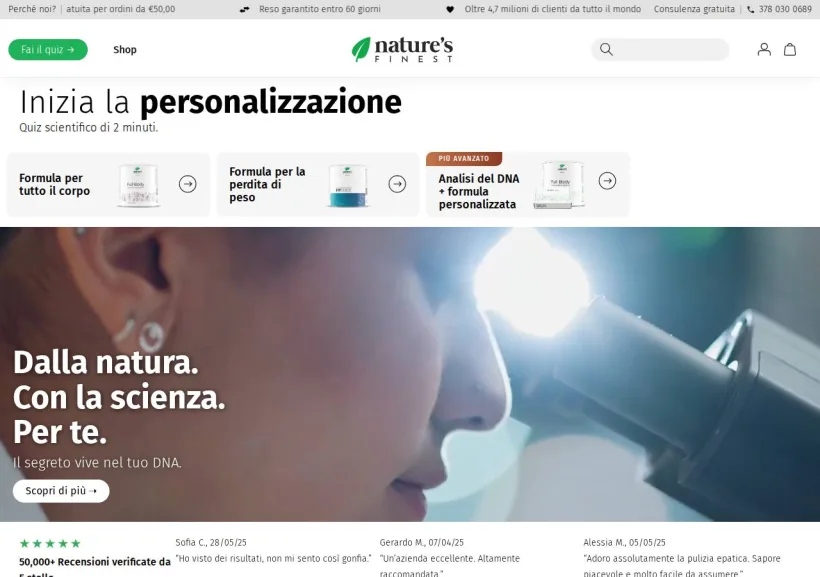 Schermata della pagina offerta di Nature's Finest