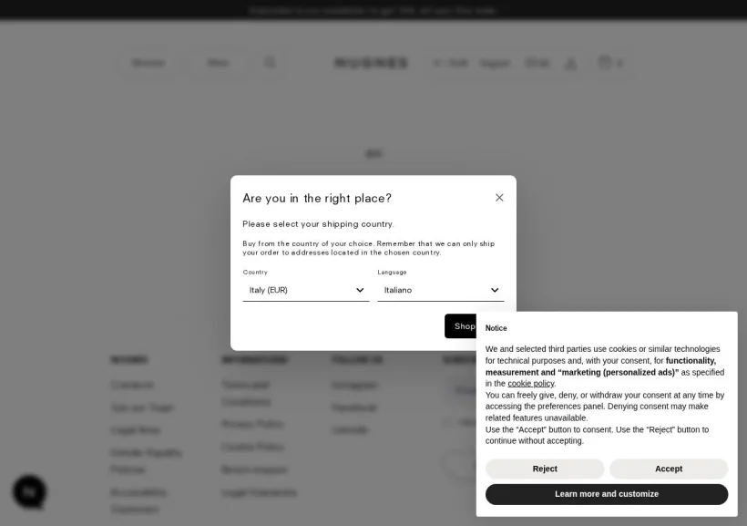 Schermata della pagina offerta di Nugnes
