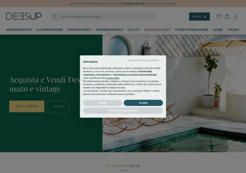 Schermata della pagina offerta di Deesup