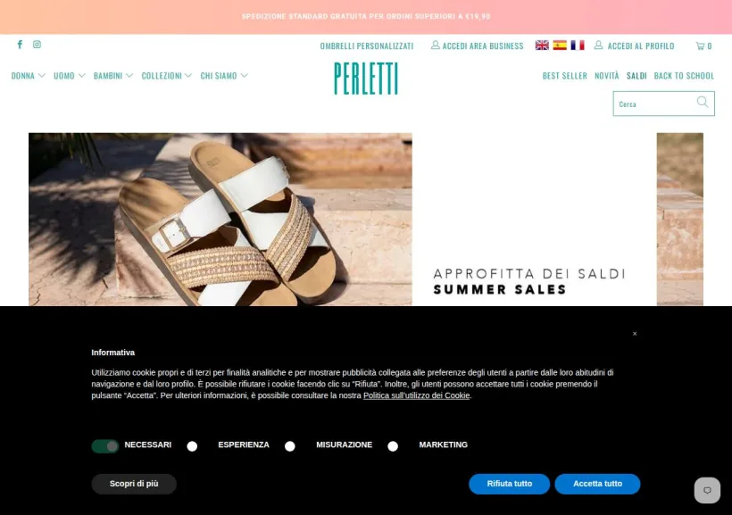 Schermata della pagina offerta di Perletti