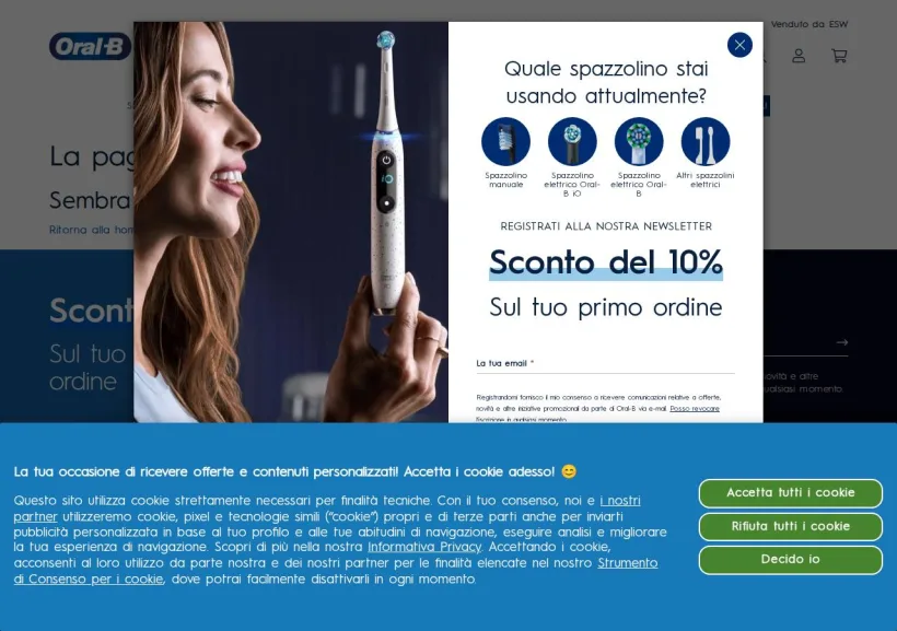 Schermata della pagina offerta di Oral-B