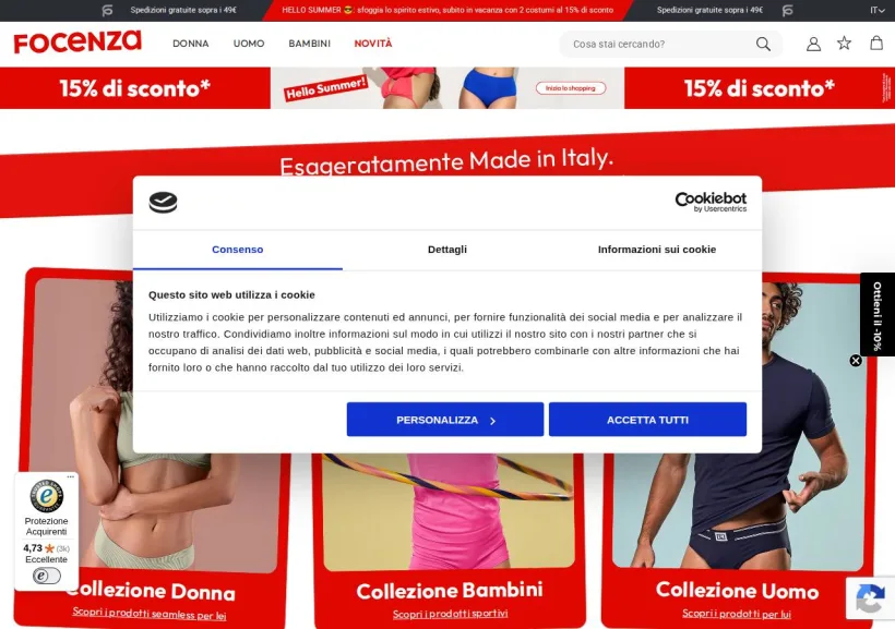 Schermata della pagina offerta di Focenza