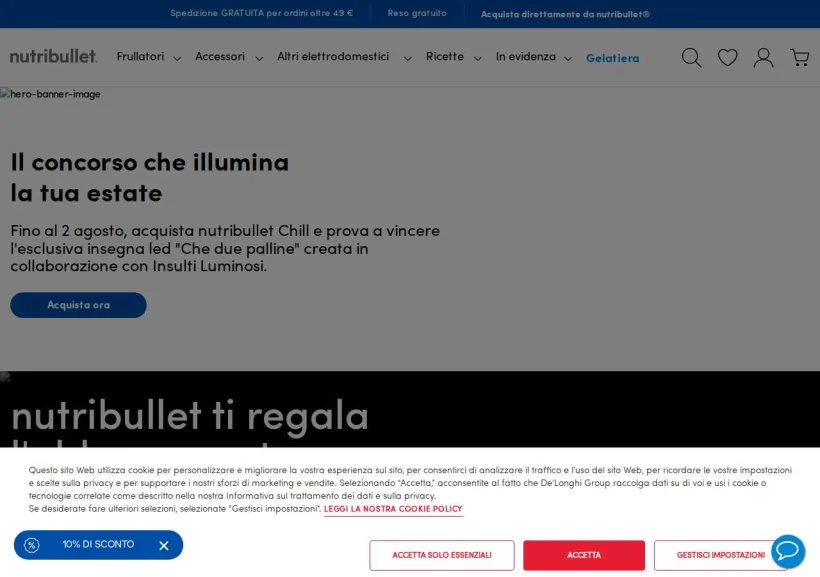 Schermata della pagina offerta di Nutribullet