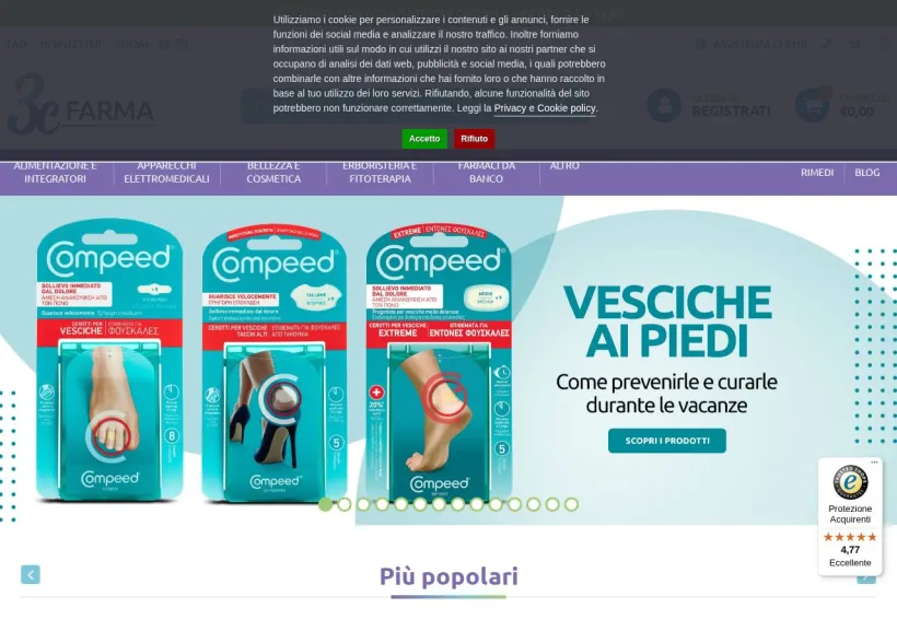 Schermata della pagina offerta di 3C Farma