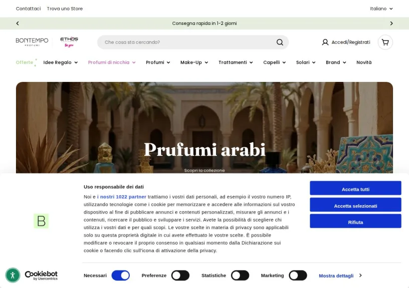 Schermata della pagina offerta di Bontempo Profumi
