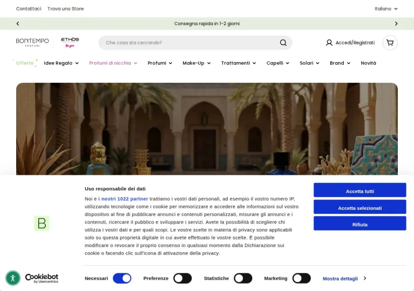 Schermata della pagina offerta di Bontempo Profumi