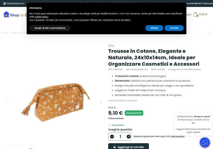 Schermata della pagina offerta di Shop in Casa