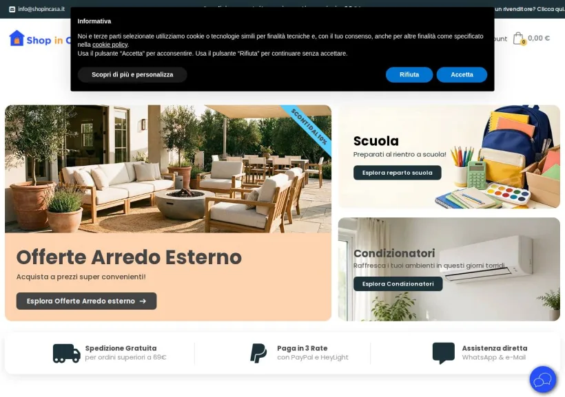 Schermata della pagina offerta di Shop in Casa