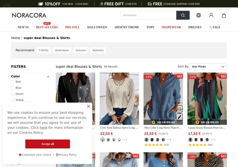 Schermata della pagina offerta di Noracora