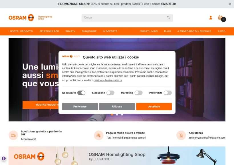 Schermata della pagina offerta di Ledvance 