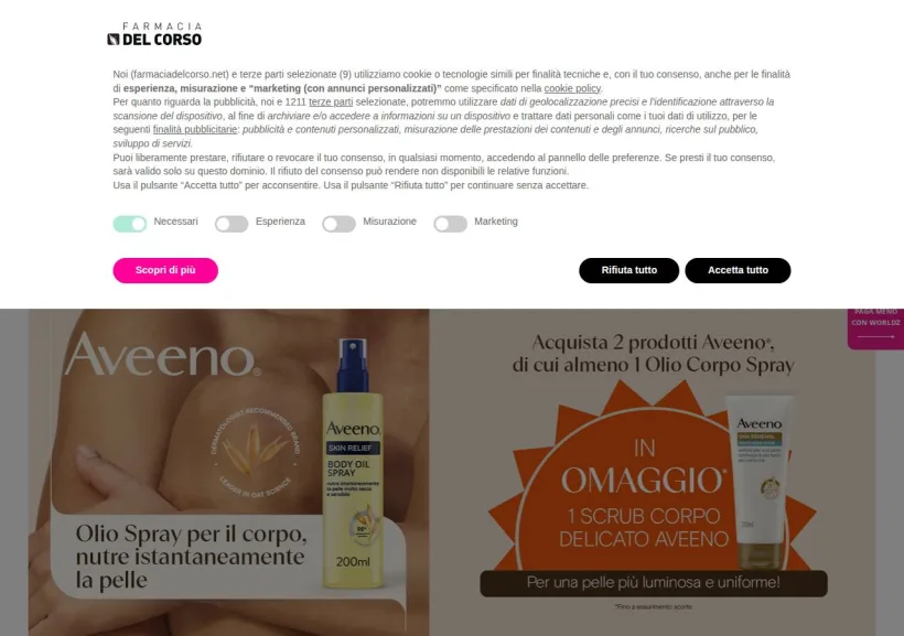 Schermata della pagina offerta di Farmacia del Corso