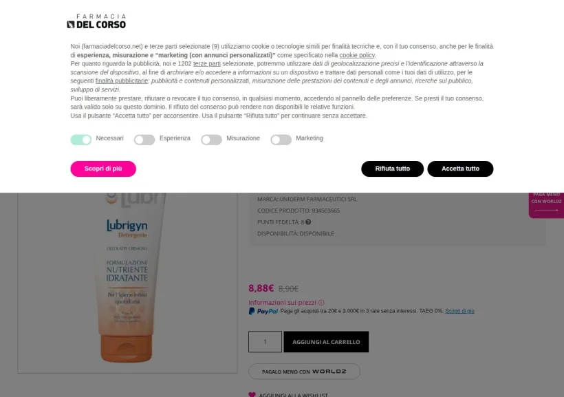 Schermata della pagina offerta di Farmacia del Corso
