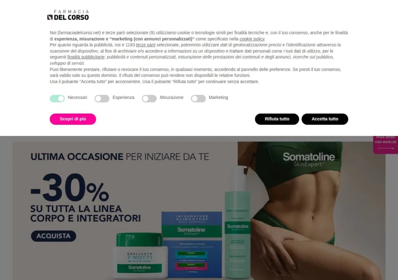 Schermata della pagina offerta di Farmacia del Corso