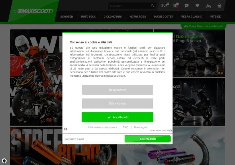 Schermata della pagina offerta di Maxiscoot