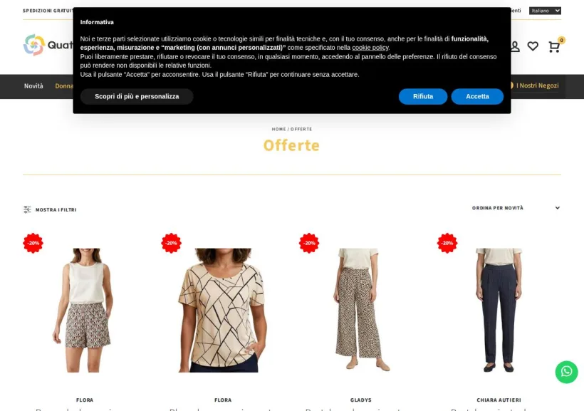 Schermata della pagina offerta di Quattro Stagioni