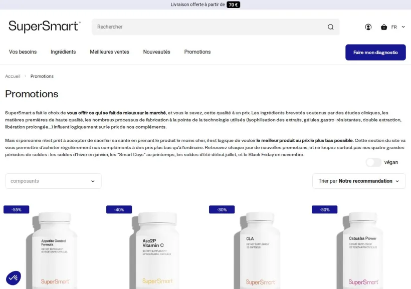 Schermata della pagina offerta di SuperSmart
