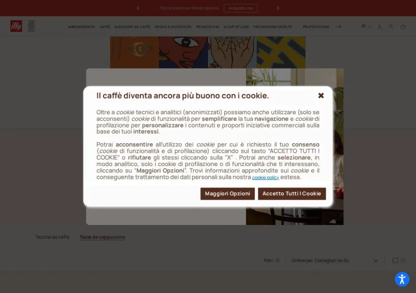 Schermata della pagina offerta di Illy