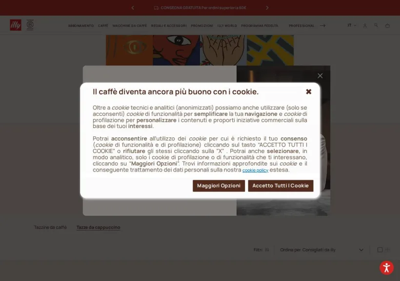 Schermata della pagina offerta di Illy