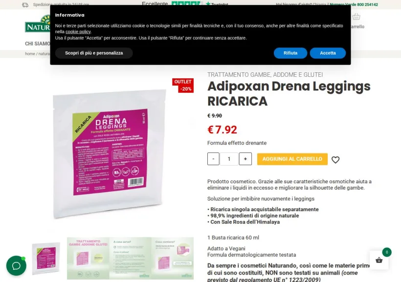 Schermata della pagina offerta di Naturando