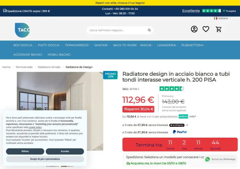 Schermata della pagina offerta di Taco Shop