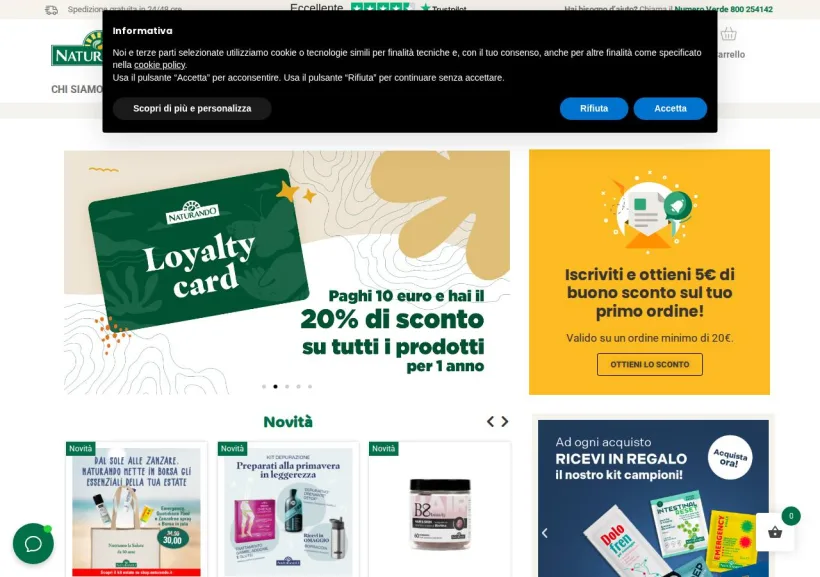 Schermata della pagina offerta di Naturando