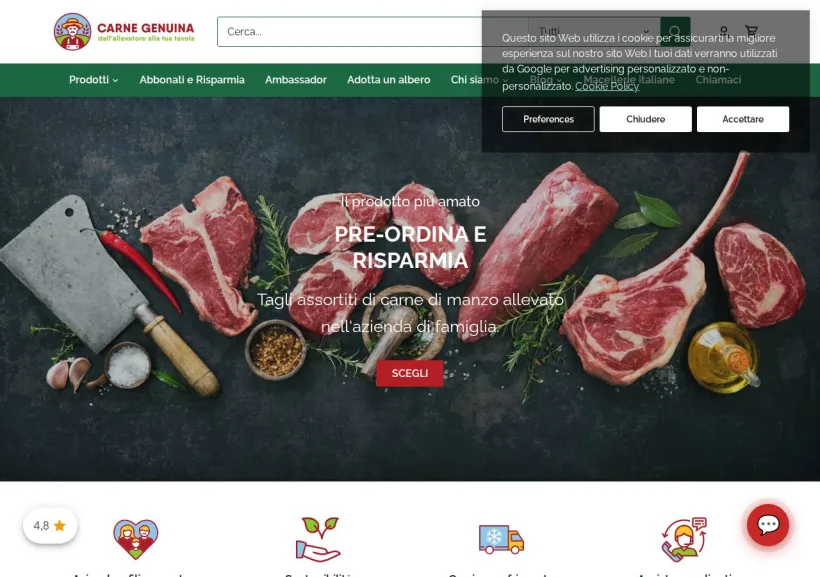 Schermata della pagina offerta di Carne Genuina
