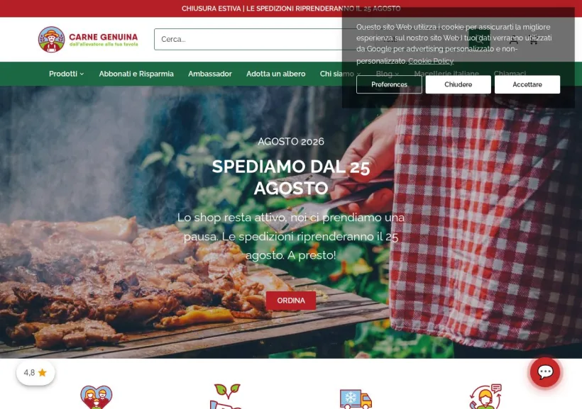 Schermata della pagina offerta di Carne Genuina