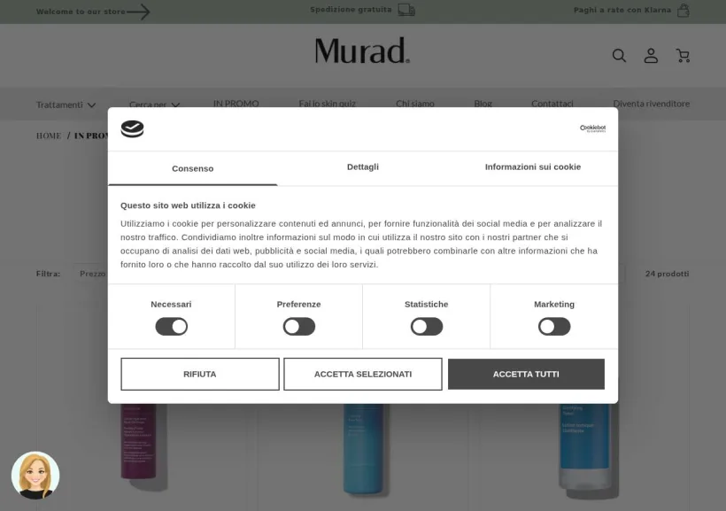 Schermata della pagina offerta di Murad