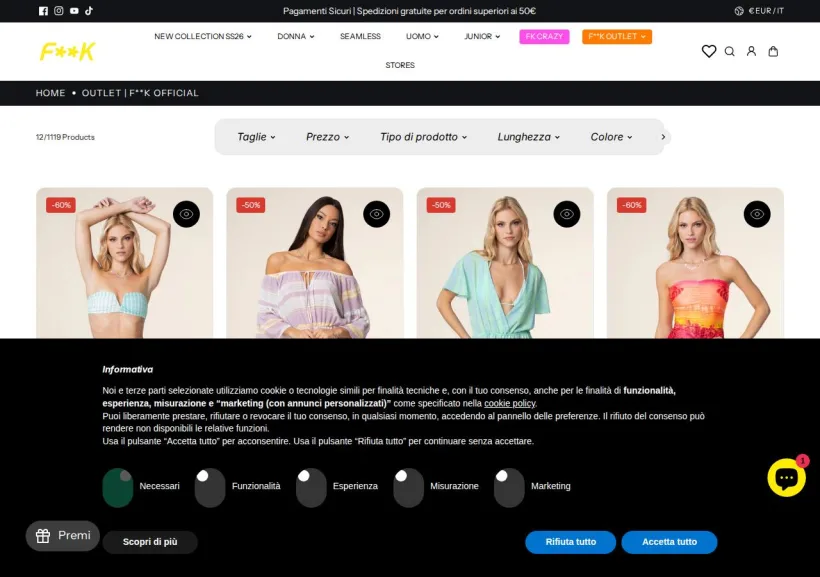 Schermata della pagina offerta di F**K