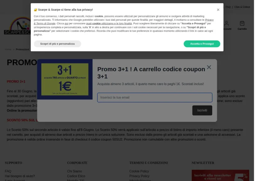 Schermata della pagina offerta di Scarpe&Scarpe