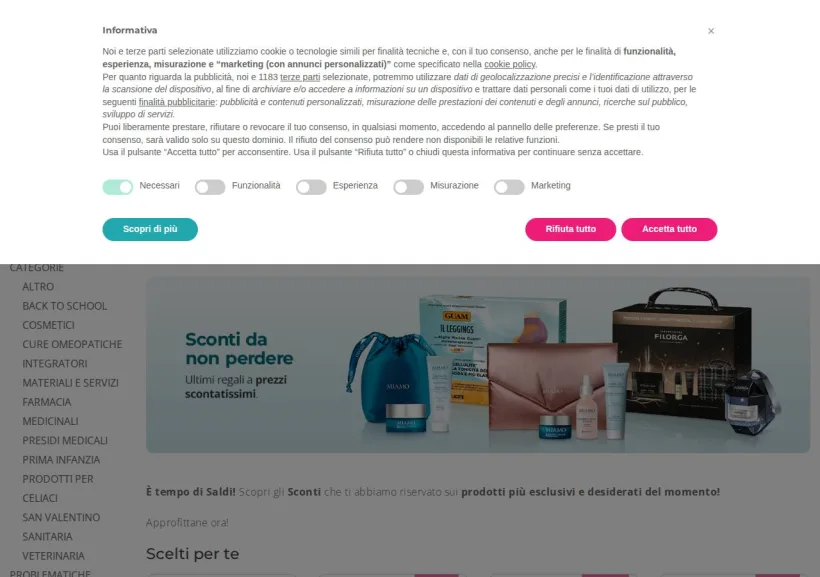 Schermata della pagina offerta di FarmaVola