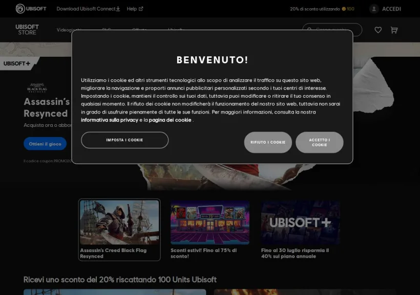 Schermata della pagina offerta di Ubisoft