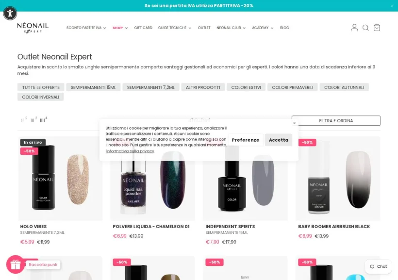Schermata della pagina offerta di Neonail Expert