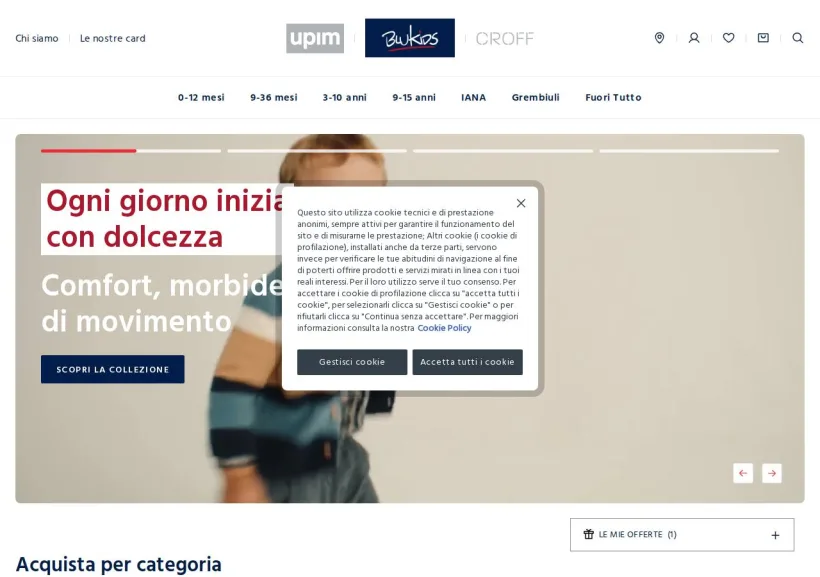 Schermata della pagina offerta di Blu Kids