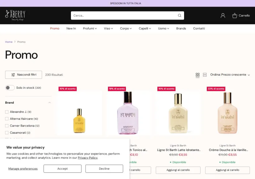 Schermata della pagina offerta di Xberry
