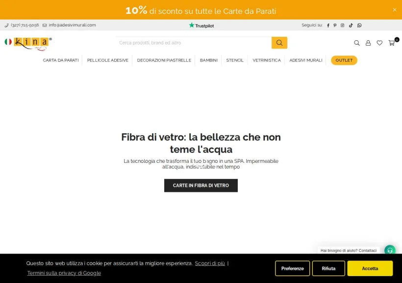 Schermata della pagina offerta di Adesivi Murali