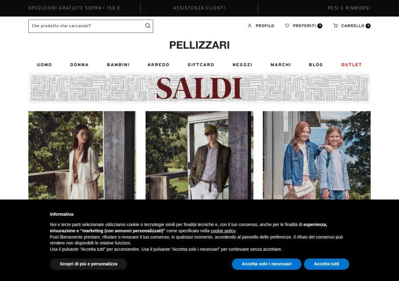 Schermata della pagina offerta di Negozi Pellizzari
