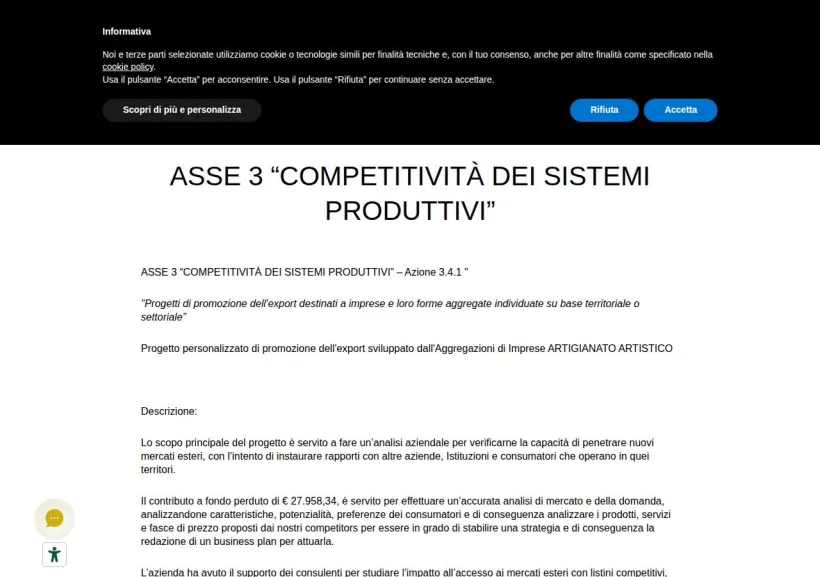 Schermata della pagina offerta di Olivieri 1882