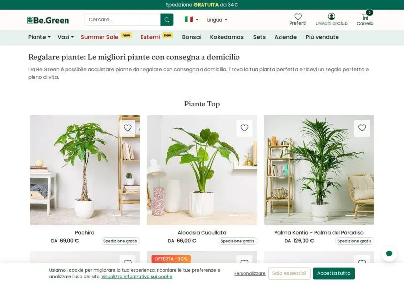 Schermata della pagina offerta di Be.Green