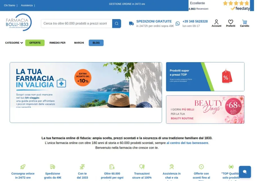 Schermata della pagina offerta di Farmacia Bolli