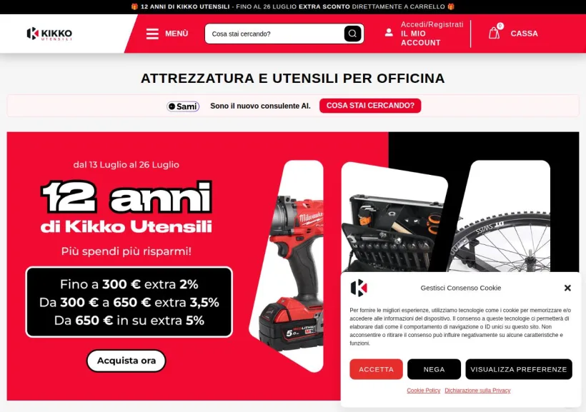 Schermata della pagina offerta di Kikko Utensili