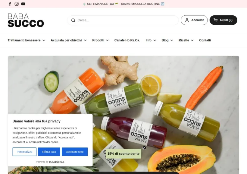 Schermata della pagina offerta di Babasucco