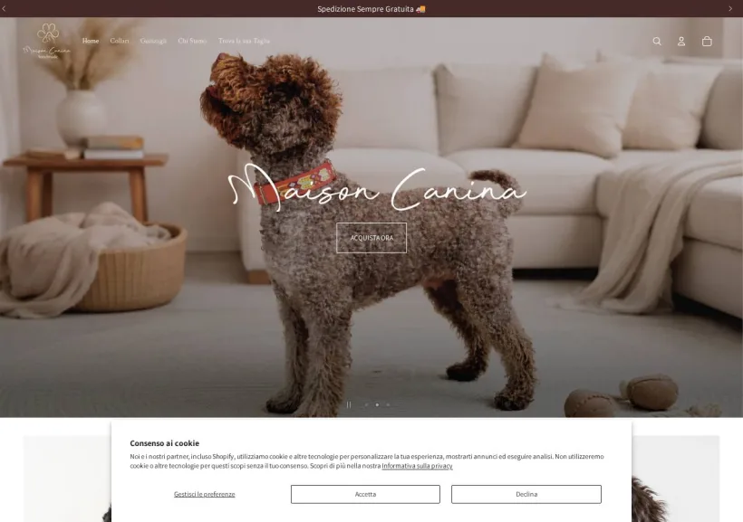 Schermata della pagina offerta di Maison Canina