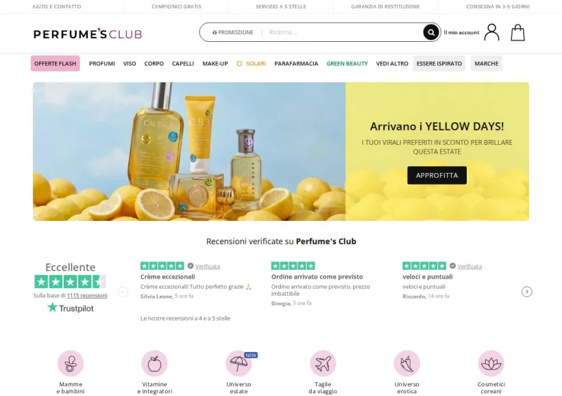 Schermata della pagina offerta di Perfume´s Club