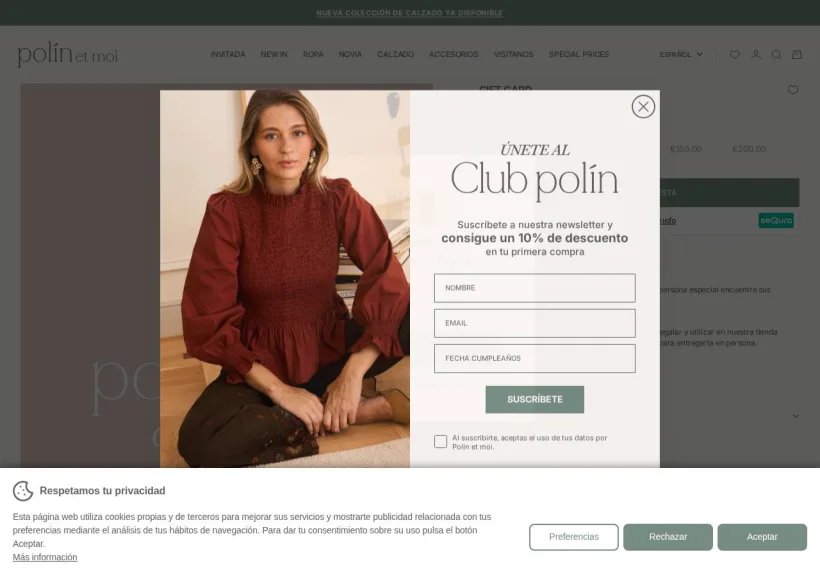 Schermata della pagina offerta di Polin et Moi