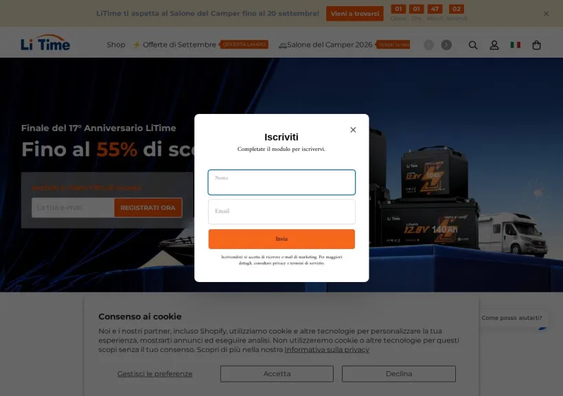 Schermata della pagina offerta di LiTime